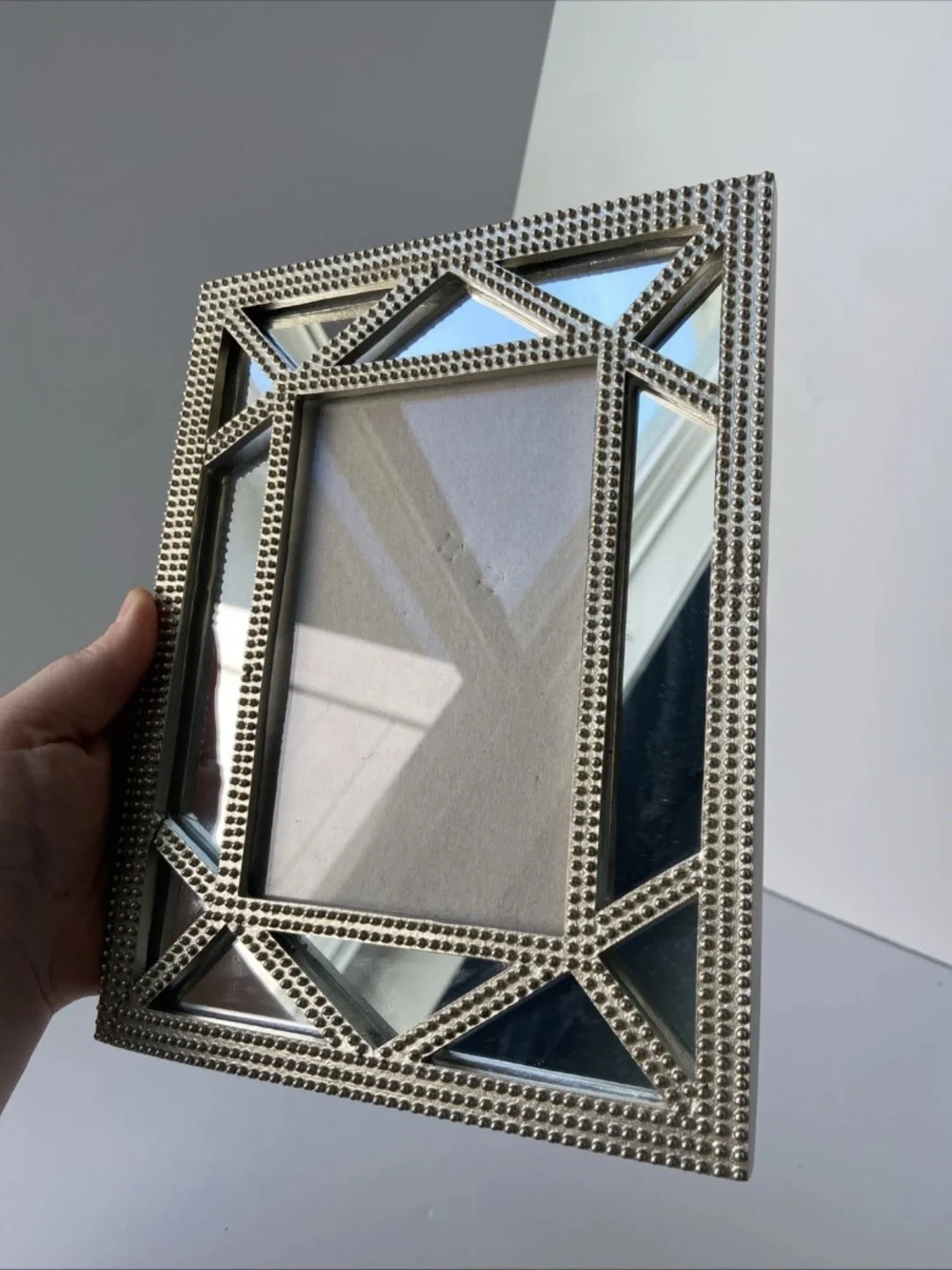 Nicole Miller Silver Beaded Mirrored Wall Frame IMPERFECT